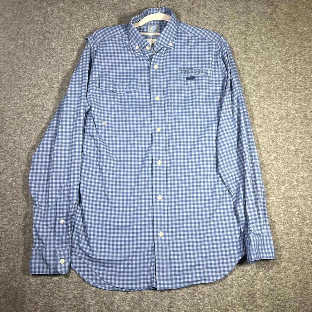 Vineyard Vines Men's Harbor shirt Blue White Plaid XS Performance 2 Pocket Vent